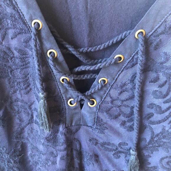 Forever 21 women's size large navy long sleeved dress preloved condition - Picture 4 of 7